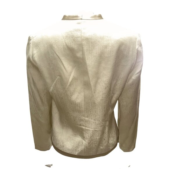 Papell Petites 4P Ivory Silk Beaded Jacket Textured Vintage Cocktail City Chic - Picture 5 of 12